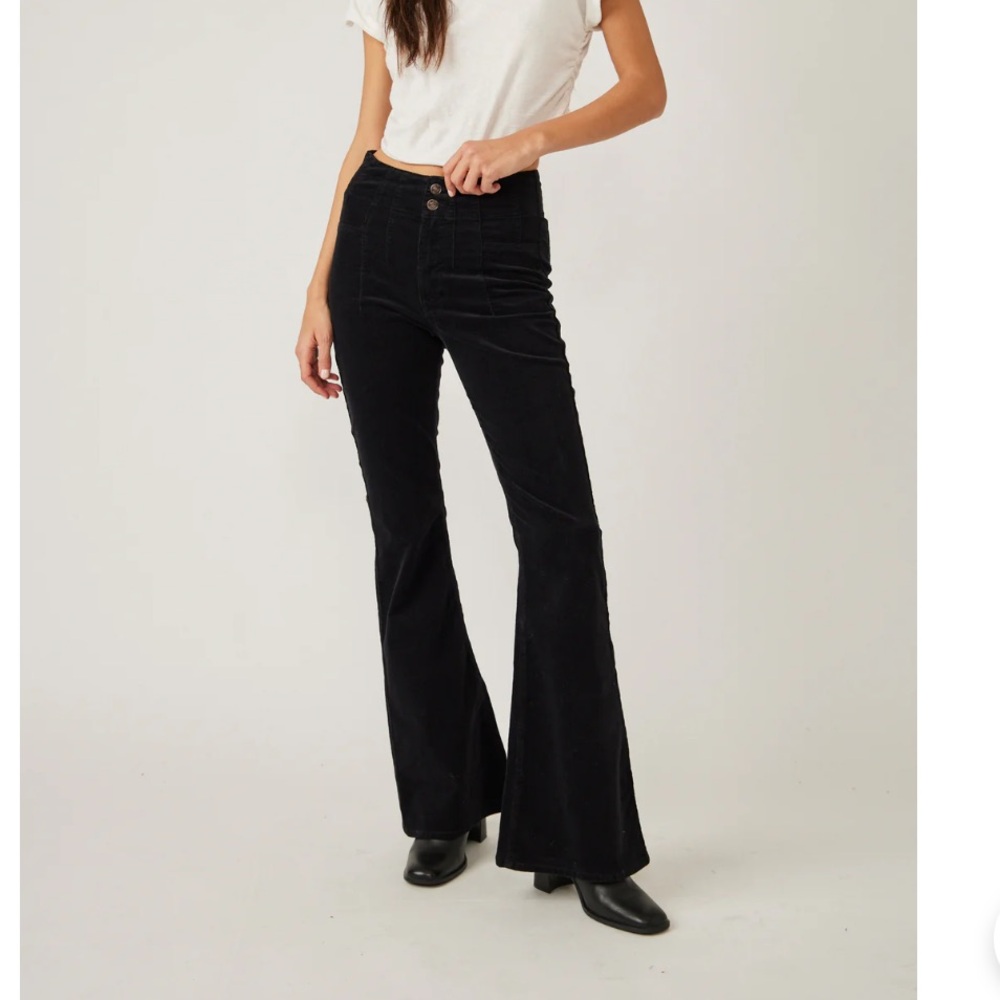 Free People gray Flare & Wide Leg Jeans